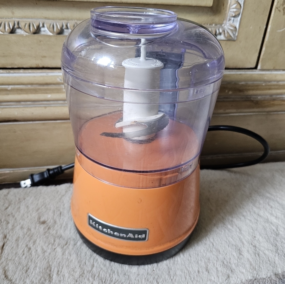 KitchenAid 3.5 Cup Food Chopper One‎ Touch Operation 2 Speeds Tangerine